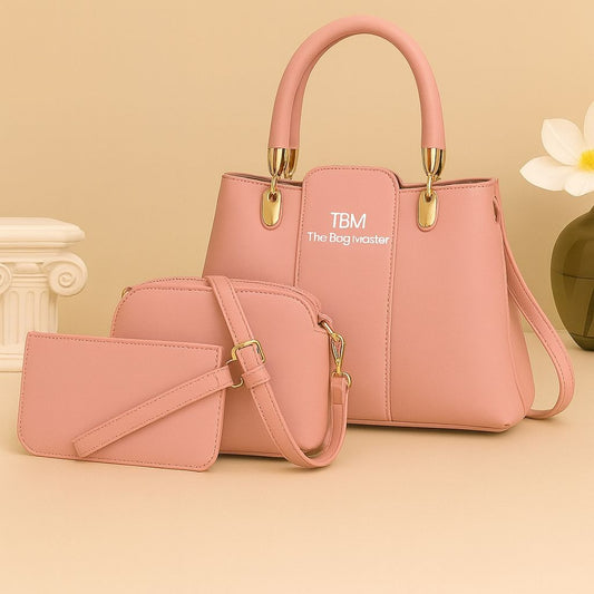 3 Pieces Ladies Handbag Elegant Design Premium Quality Smooth Finish Easy Carry