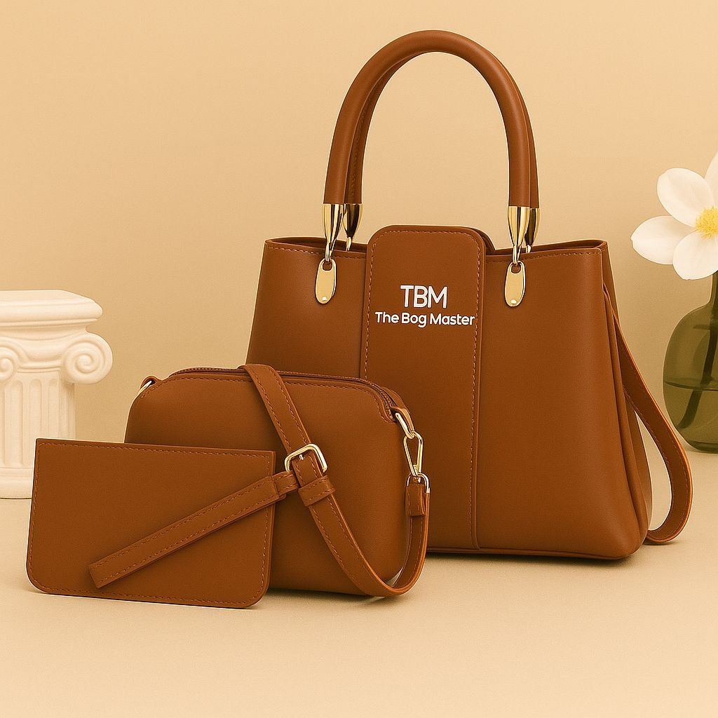 3 Pieces Ladies Handbag Elegant Design Premium Quality Smooth Finish Easy Carry