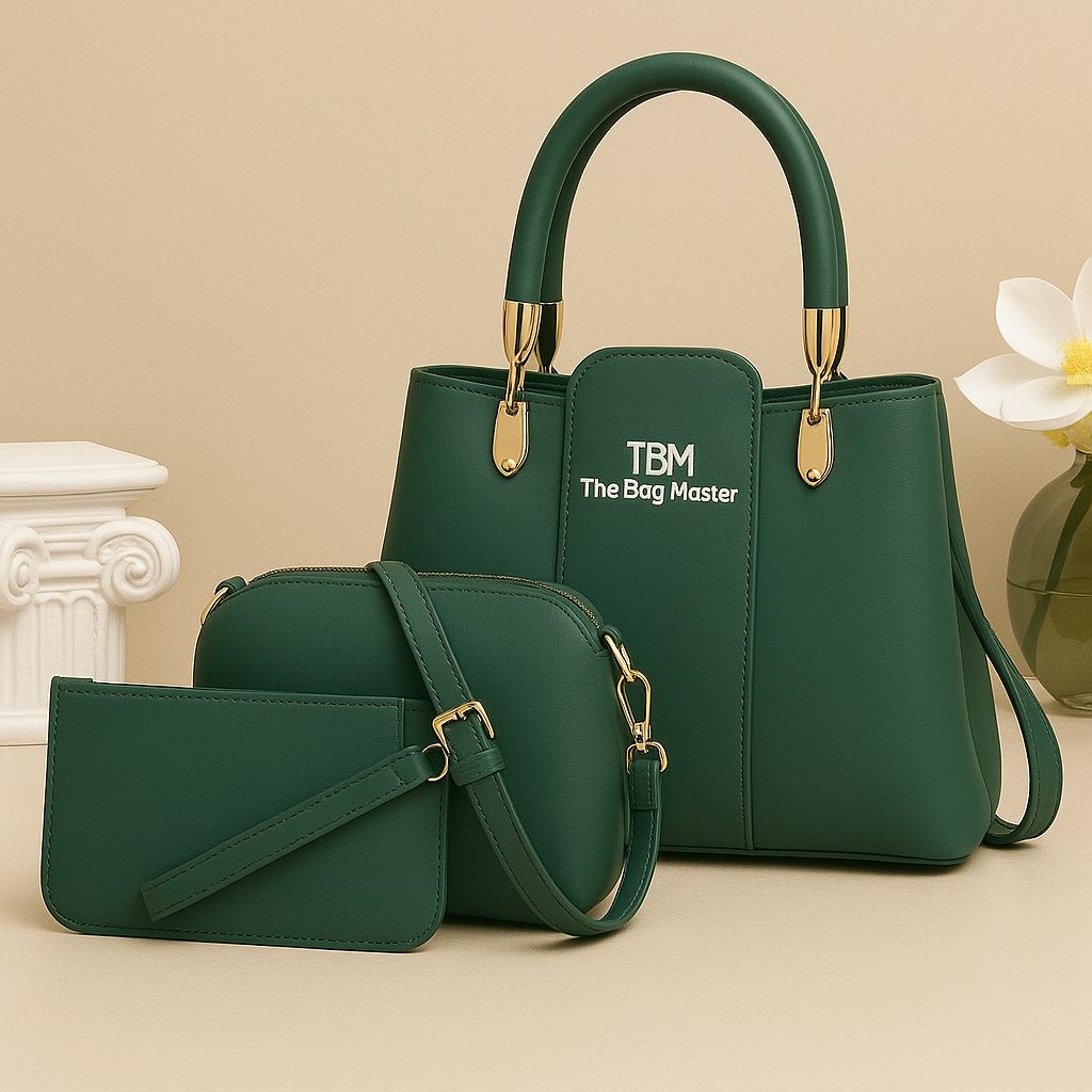 3 Pieces Ladies Handbag Elegant Design Premium Quality Smooth Finish Easy Carry