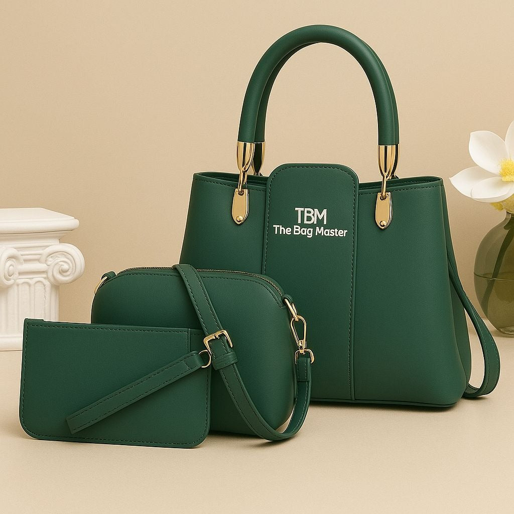 3 Pieces Ladies Handbag Elegant Design Premium Quality Smooth Finish Easy Carry