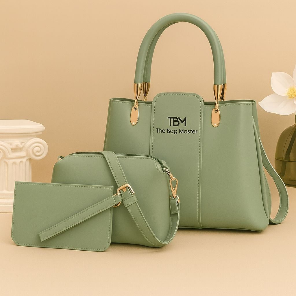3 Pieces Ladies Handbag Elegant Design Premium Quality Smooth Finish Easy Carry